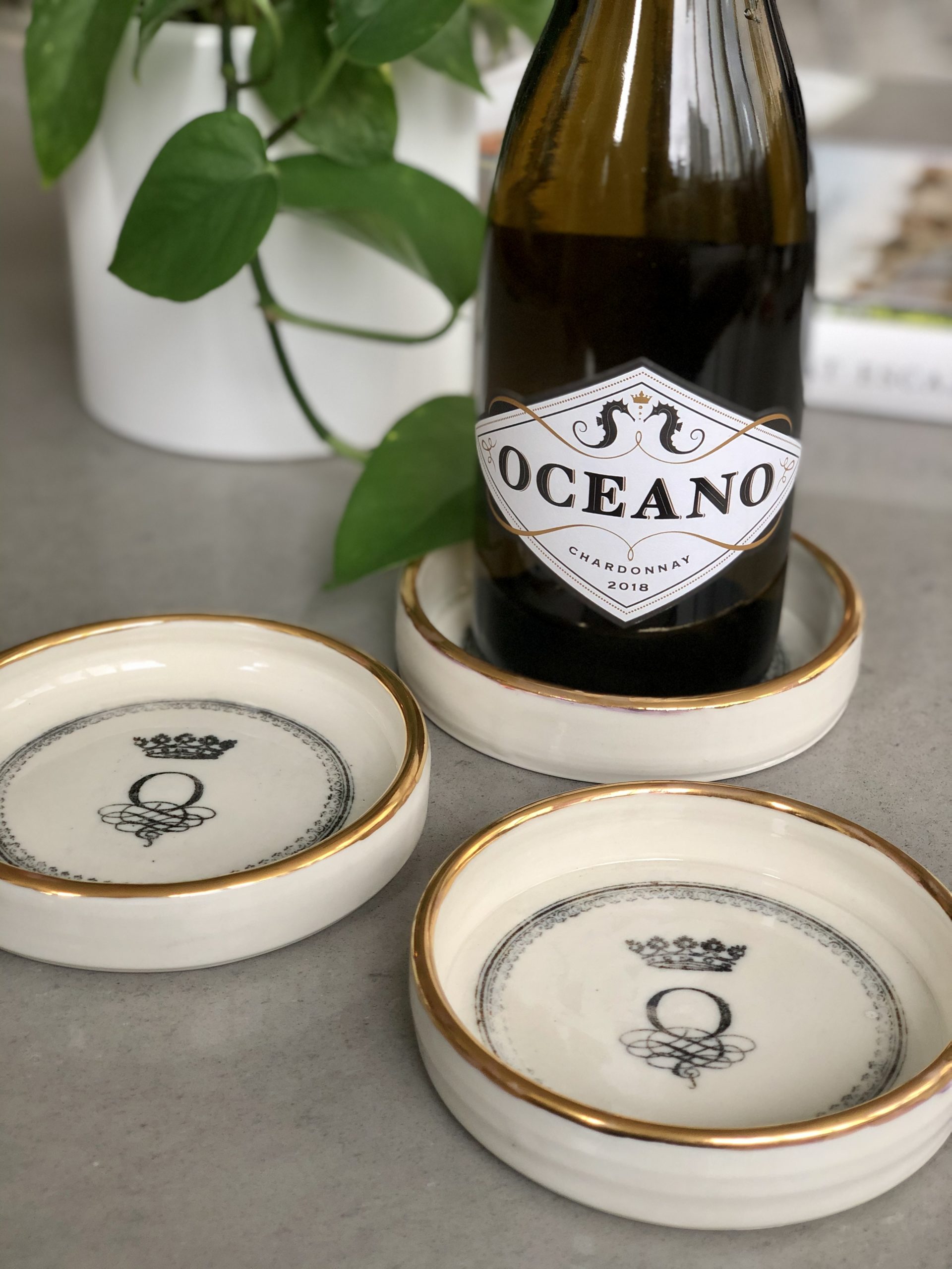 custom wine bottle coasters by Oceano Wines
