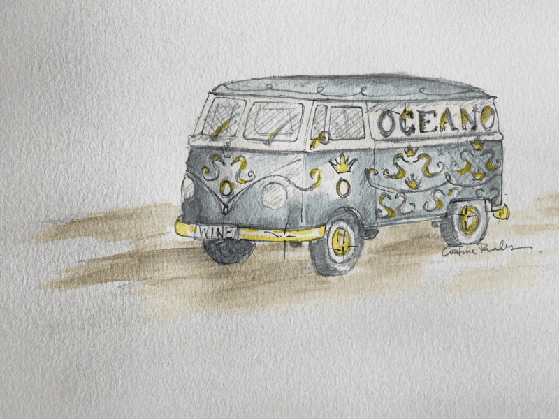 drawing of VW bus