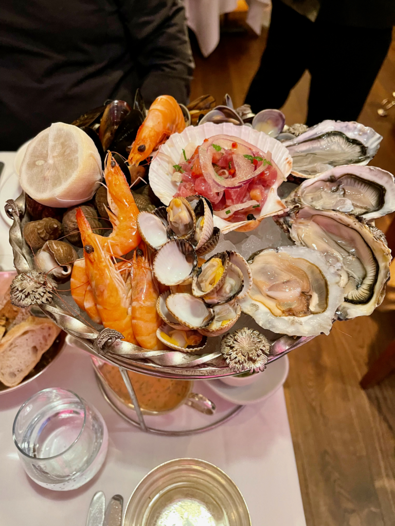 tower of seafood on a table