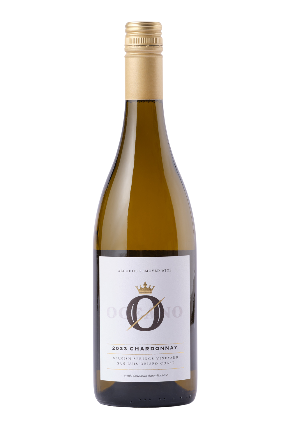 A bottle of Oceano Zero Chardonnay, which is the best non alcoholic wine on the market.  