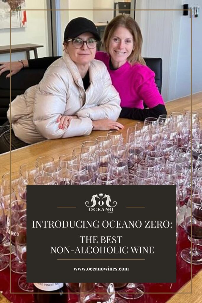 A pinnable graphic for "Introducing Oceano Zero: The Best Non-Alcoholic Wine" from Oceano Wines.