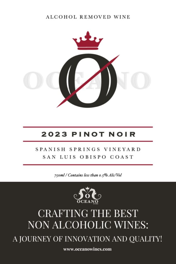 Pinnable graphic for "Crafting the Best Non Alcoholic Wines: A Journey of Innovation and Quality" from Oceano Wines.