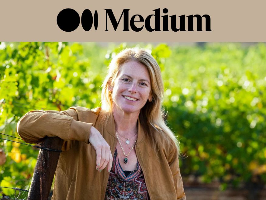 Medium magazine graphic with Rachel Martin from Oceano Wines