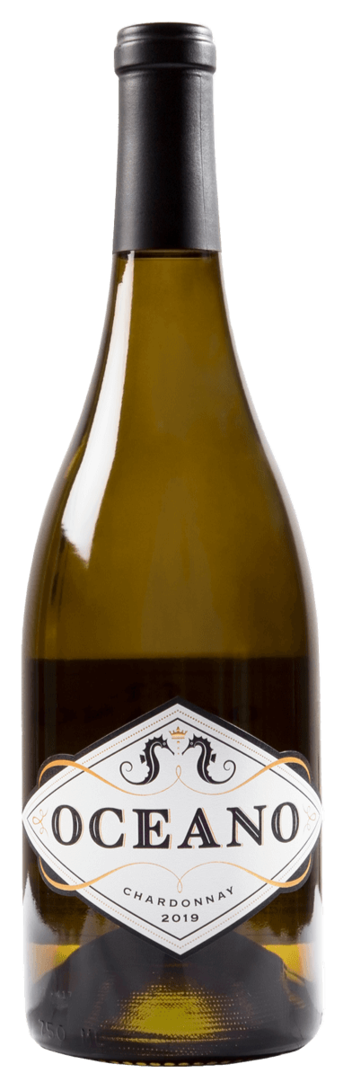 A bottle of 2019 Chardonnay wine from Oceano Wines, a great California Chardonnay.