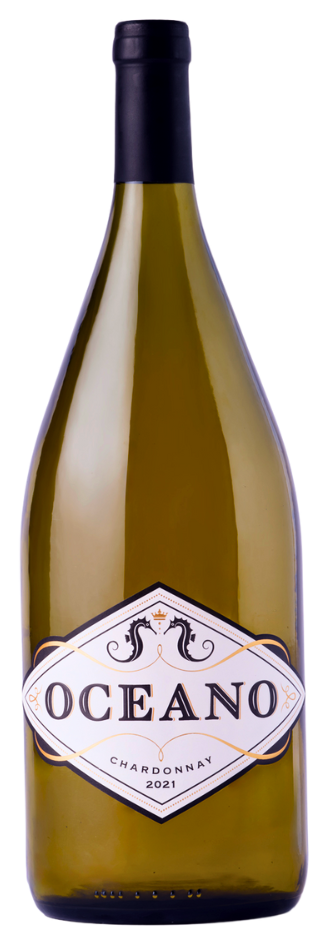 A magnum bottle of wine: Oceano's 2021 Chardonnay wine.