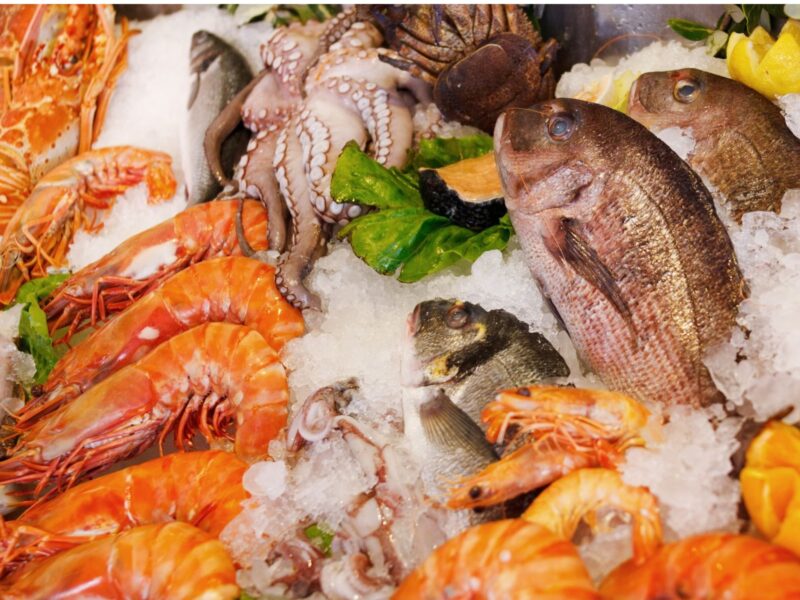 seafood tower with Oceano Chardonnay